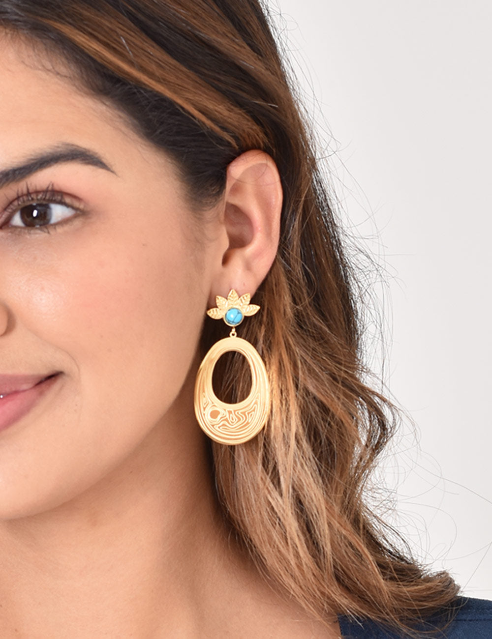 Aretes Turquesa - Dorado