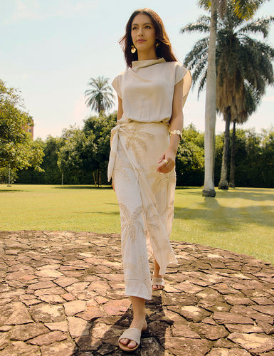Falda Palmas - Marfil