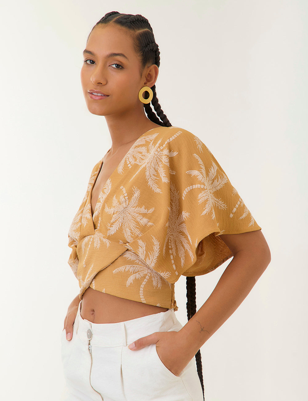 Crop Top Entre Palmas - Mostaza
