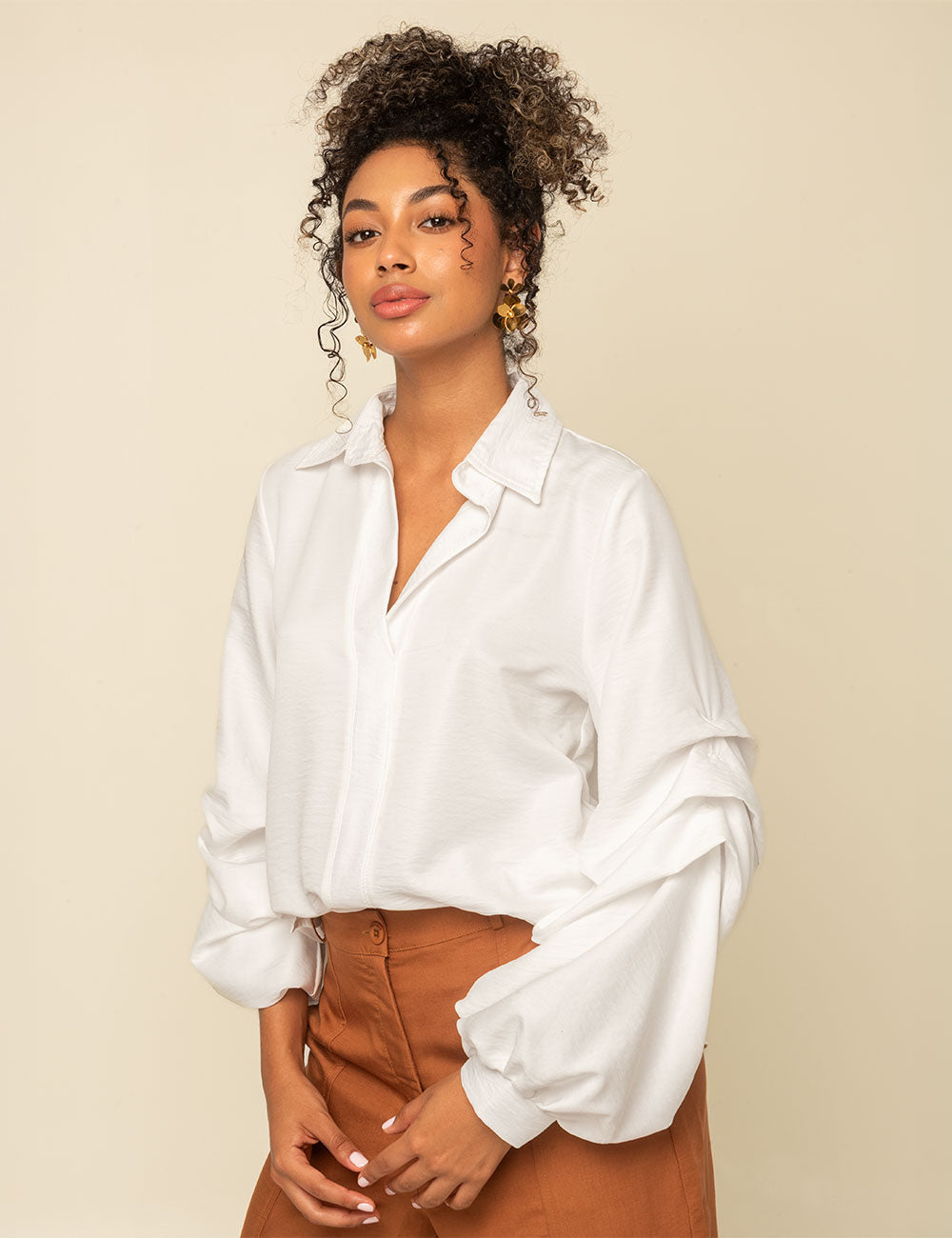 Blusa Drapé - Marfil