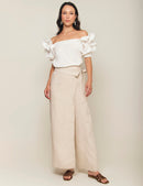 Falda Pantalón Lino Puro - Arena