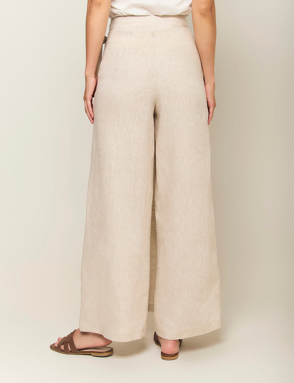 Falda Pantalón Lino Puro - Arena