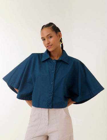 Blusa Capa - Azul