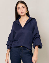 Blusa Drapé - Azul