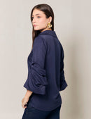 Blusa Drapé - Azul
