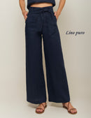 Pantalón Lino Puro - Azul
