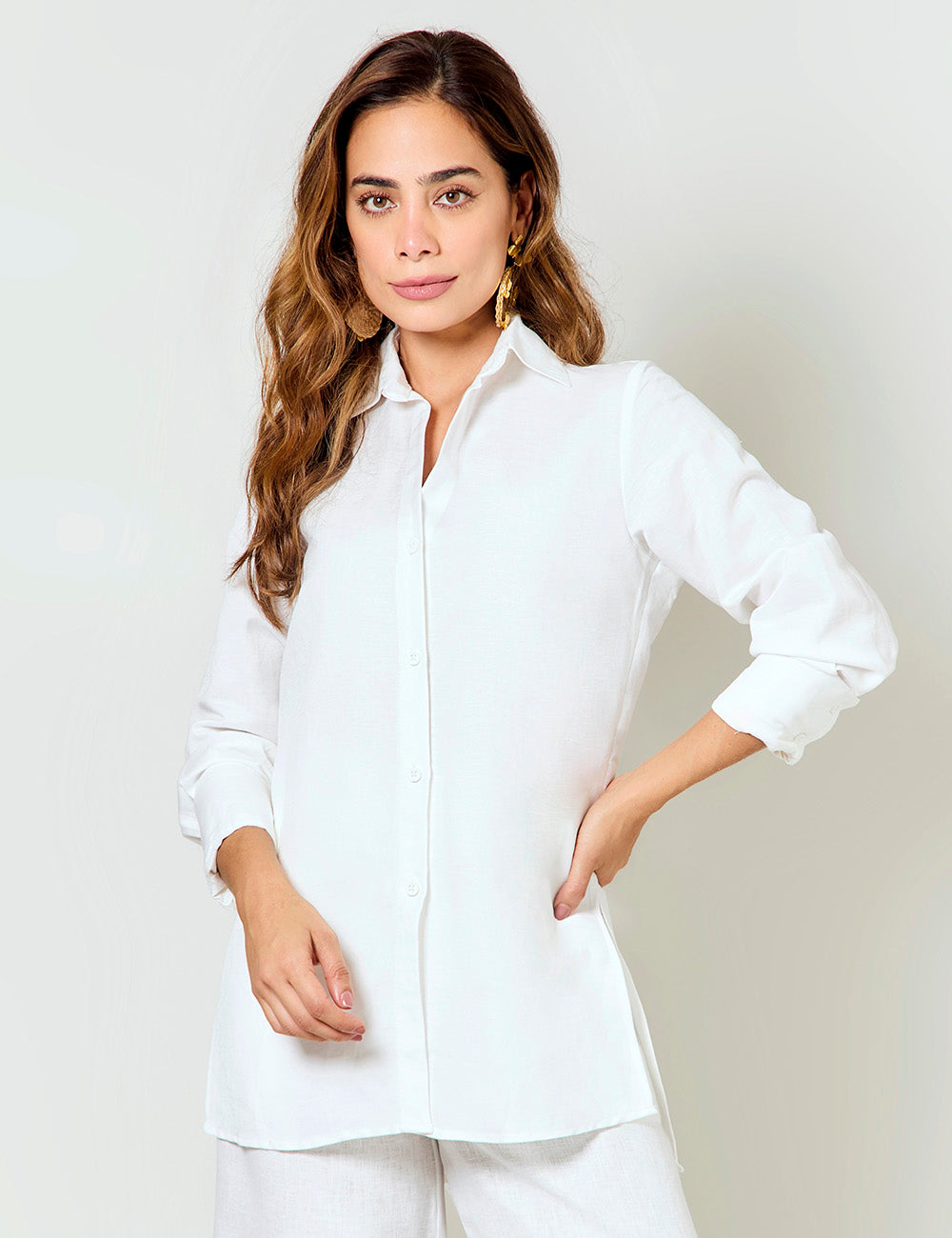 Camisero Lino Puro - Blanco