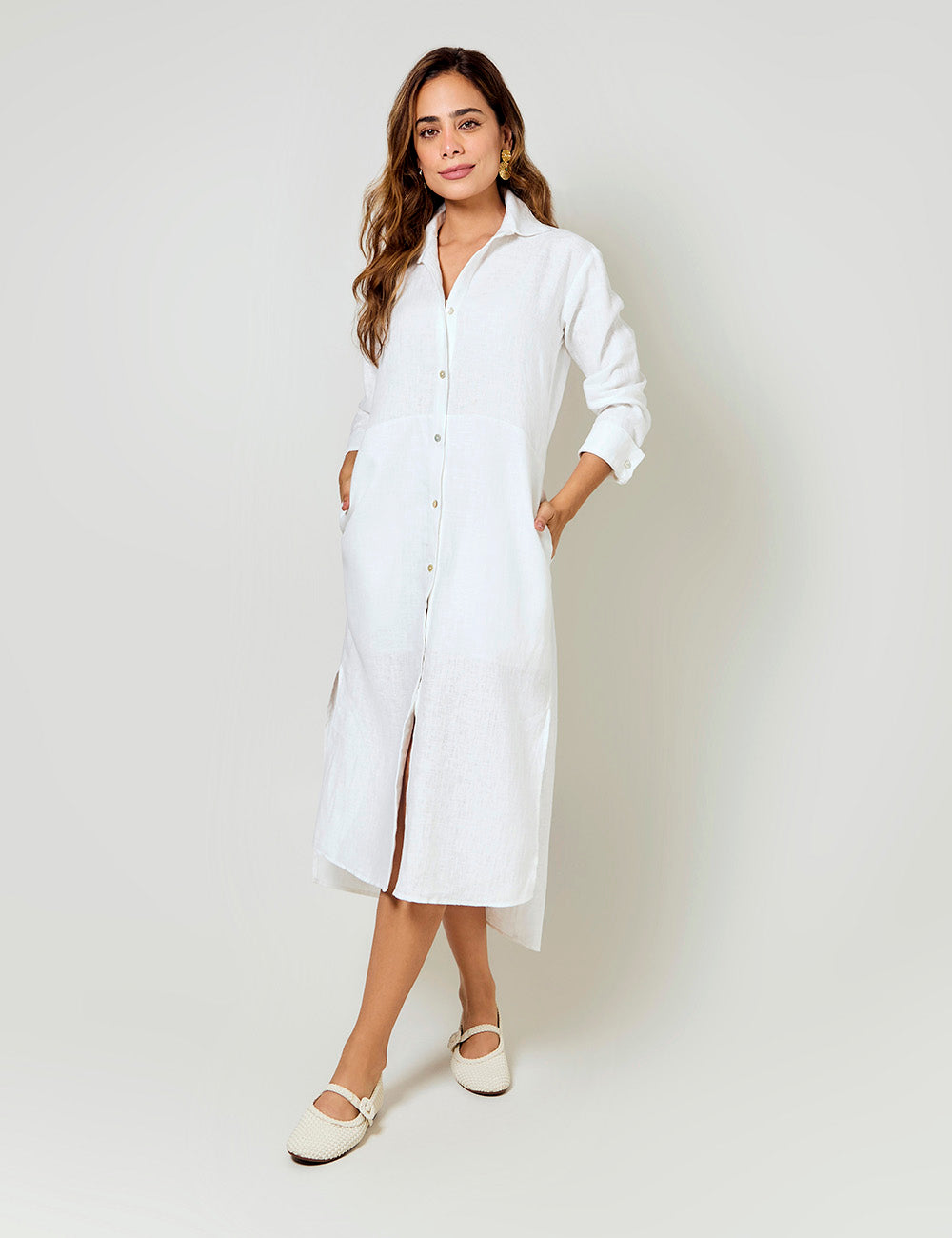 Vestido Lino Puro - Blanco