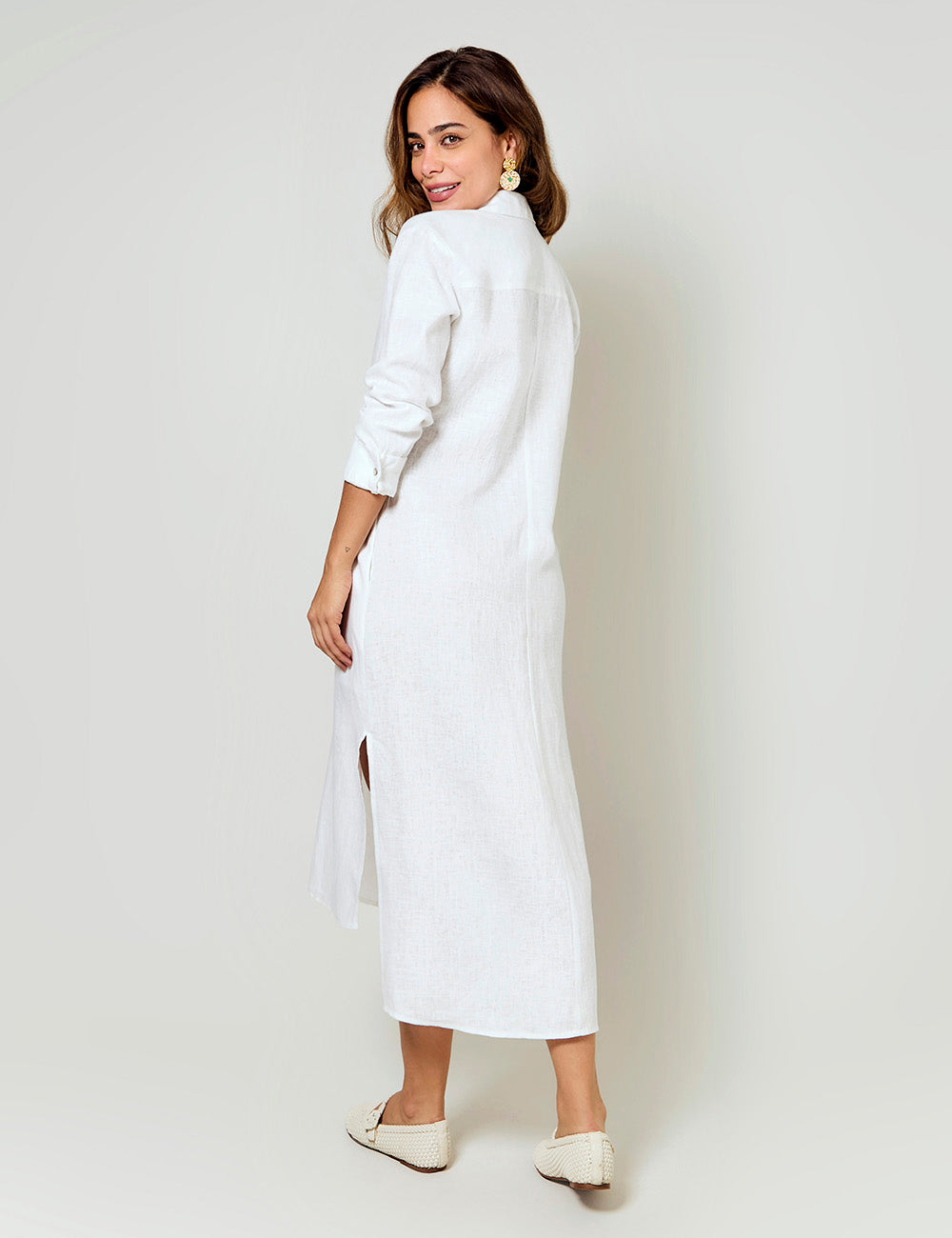 Vestido Lino Puro - Blanco