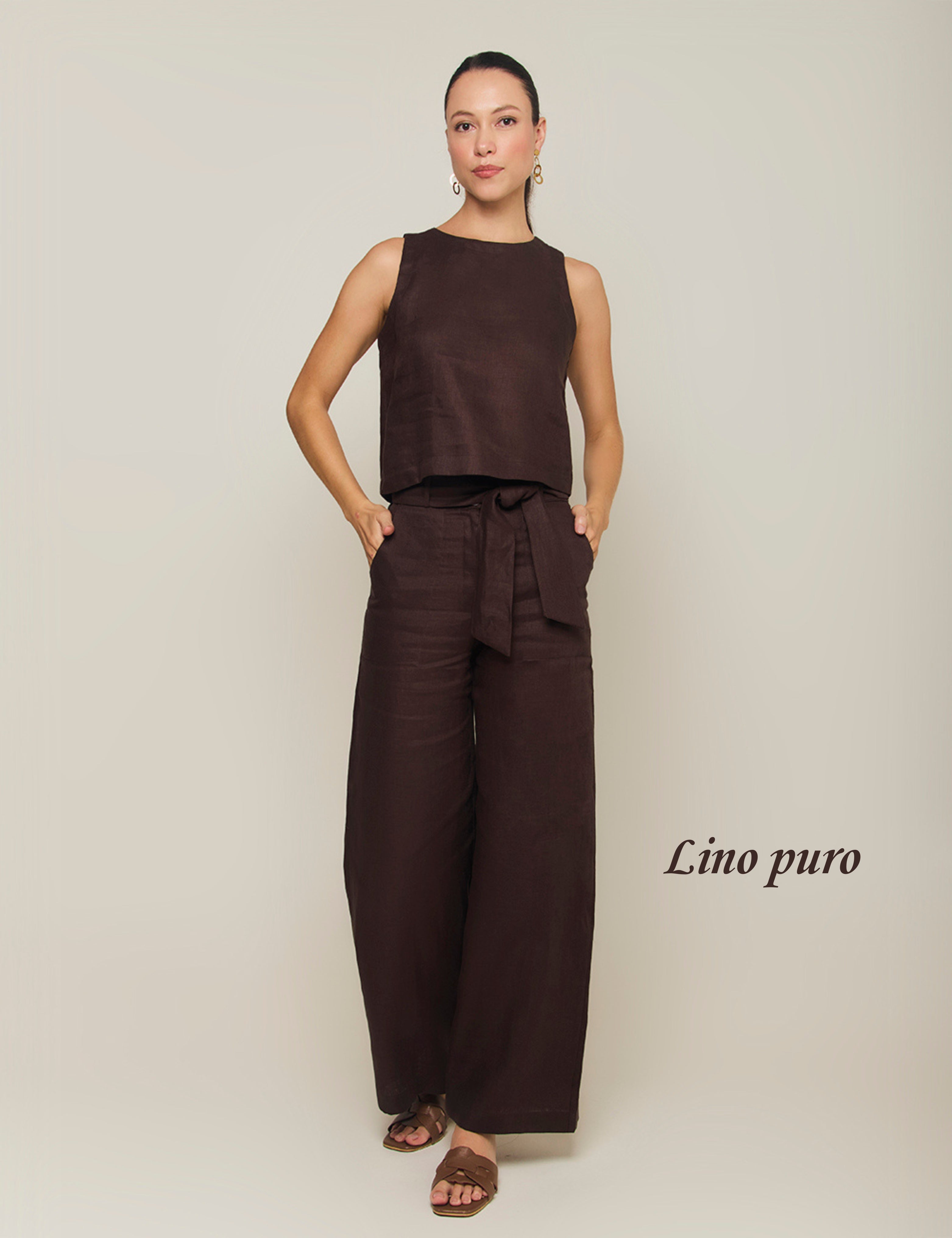 Pantalón Lino Puro - Café