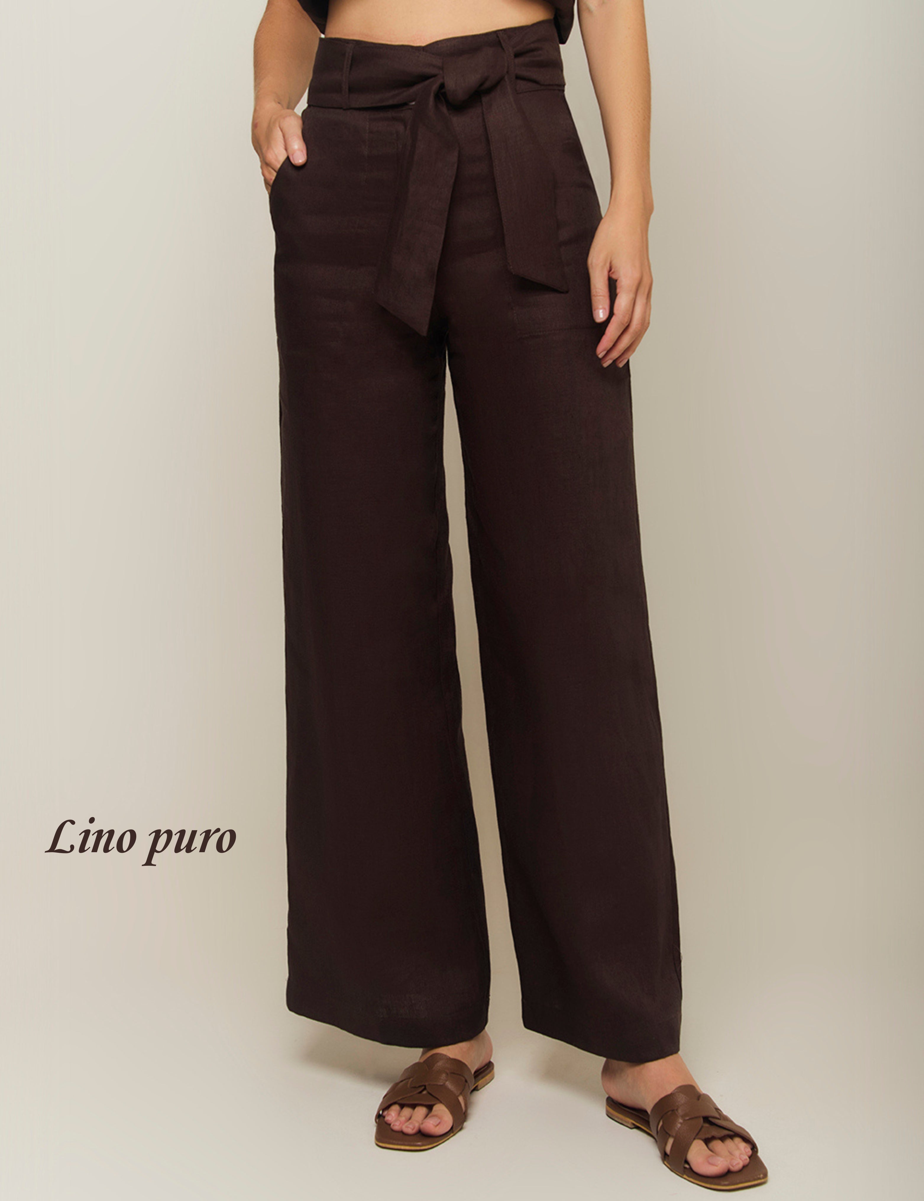 Pantalón Lino Puro - Café