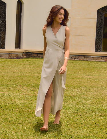 Vestido Lino - Gris
