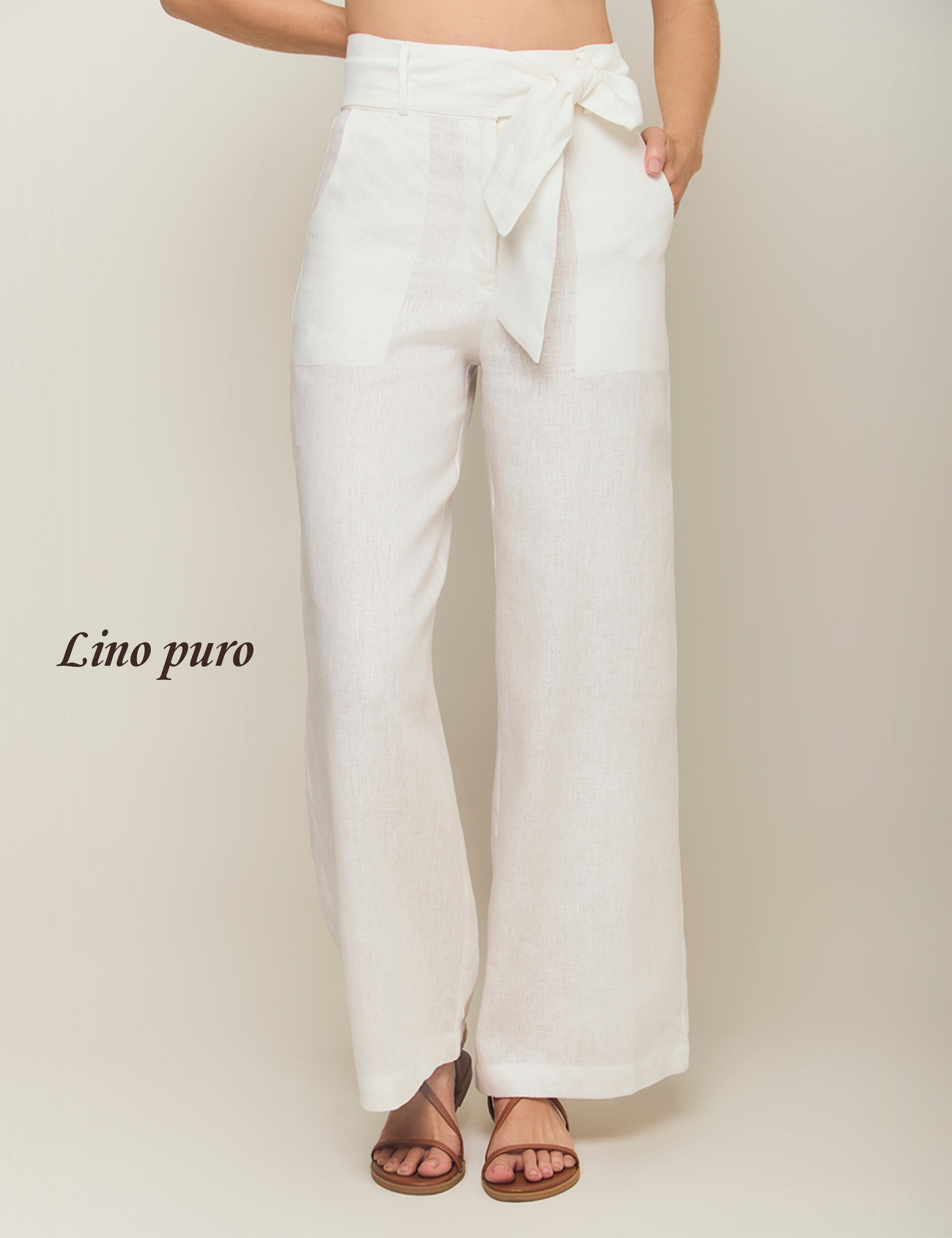 Pantalón Lino Puro - Marfil
